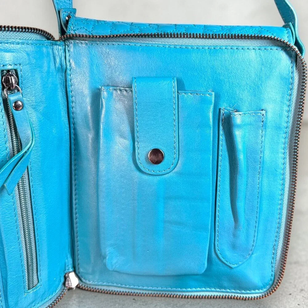 Sharif Legacy Flap Leather Embroidered 3 Compartment Crossbody - Picture 8 of 16